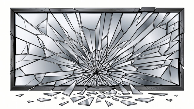 Shattered Glass Screen with Frame 3D Vector Effect