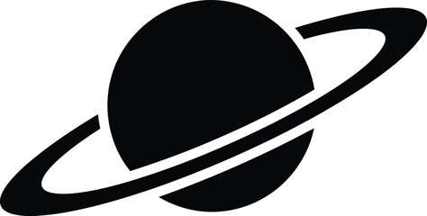 Silhouette vector planet Saturn icon with rings for cosmic space design © Golshan Ara Monny