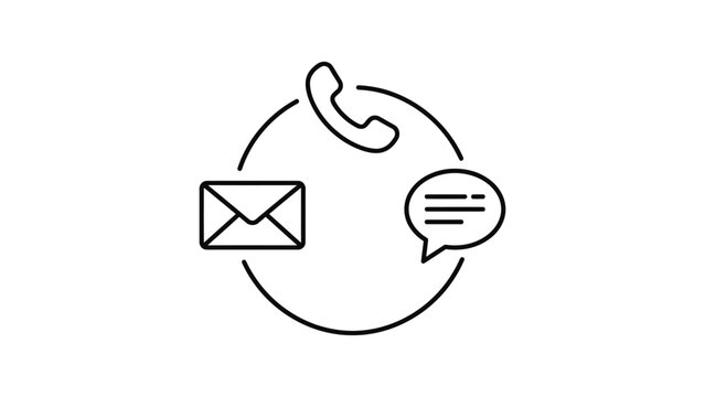 Minimalist outline icon set for contact and communication methods.