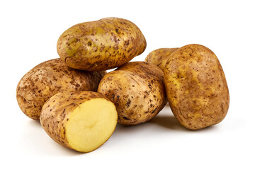 Fototapeta premium Fresh organic potatoes, isolated on white background.
