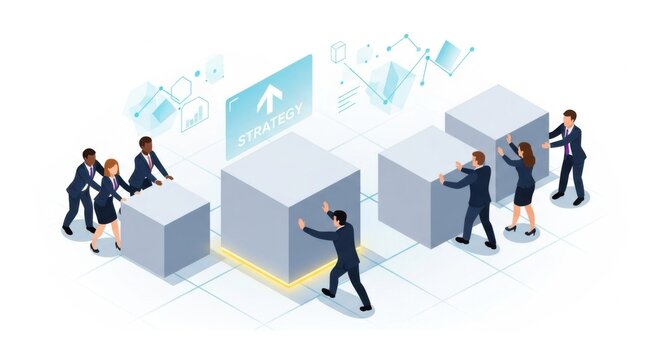 Business team working together to build a strategy