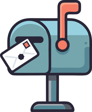 Cartoon style blue mailbox with envelope icon envelope communication delivery correspondence illustration business receiving announcement information stationery connection document