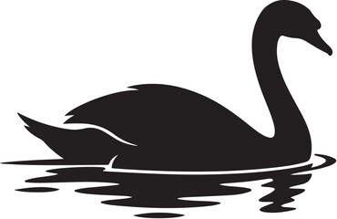 Black swan silhouette, bird icon, waterfowl illustration, animal design element © MdNayem