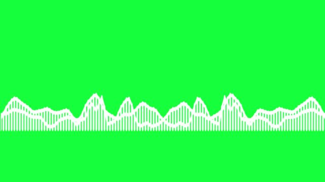 White and black audio waveform spectrum animation.Spectrum audio animation, Wave form Audio Isolated on background. Audio spectrum wave effect, waveform beats.Green background.