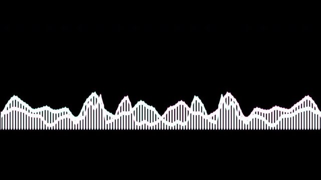White and black audio waveform spectrum animation.Spectrum audio animation, Wave form Audio Isolated on background. Audio spectrum wave effect, waveform beats.