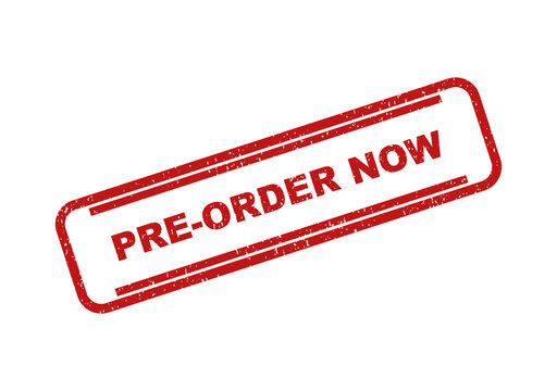 Red pre-order now rubber stamp sign for business and shopping sales