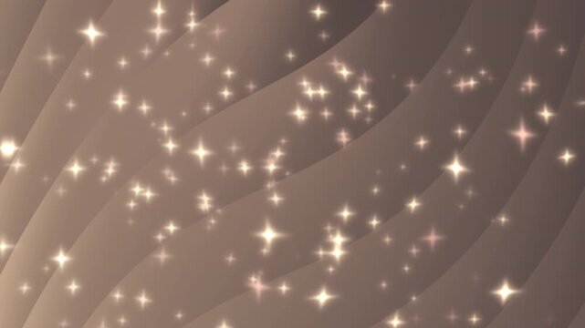 Glowing white star shapes on soft brown wavy abstract background perfect for elegant designs, backgrounds, and festive decorations.