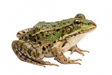 Obraz premium Green Spotted Marsh Frog in Side Profile View