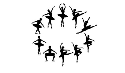 Graceful Ballerina Silhouettes Vector Collection Classic Ballet Dancers with Pointe Shoes Artistic Dance Clipart © Shapla
