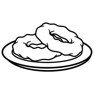 Two Picarones on a Plate, Line Art Illustration