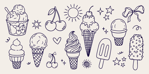 hand drawn cherry pattern, fruit sketch illustration, sweet summer background, delicious berries design, organic food art, refreshing berry wallpaper, culinary kitchen texture, retro cherry motif cher © Geetaroy