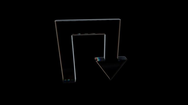 3d geometric wireframe corner and arrow in dark space
