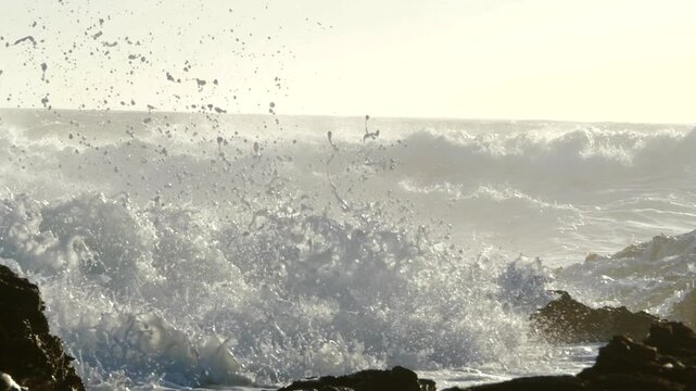 rolling ocean waves along rocky coastline 766
