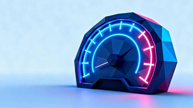 Neon speedometer with glowing lights