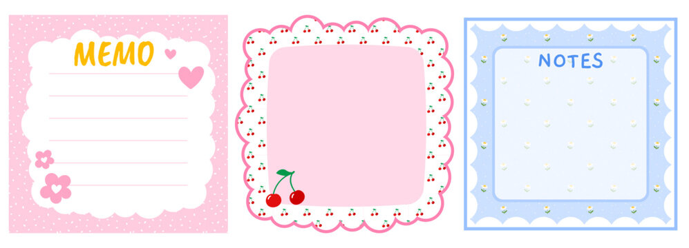 Note strawberry notepad for school memo with kid background and cute frame. Planner design for year valentine weekly paper post schedule child tag stationery love notice doodle label.