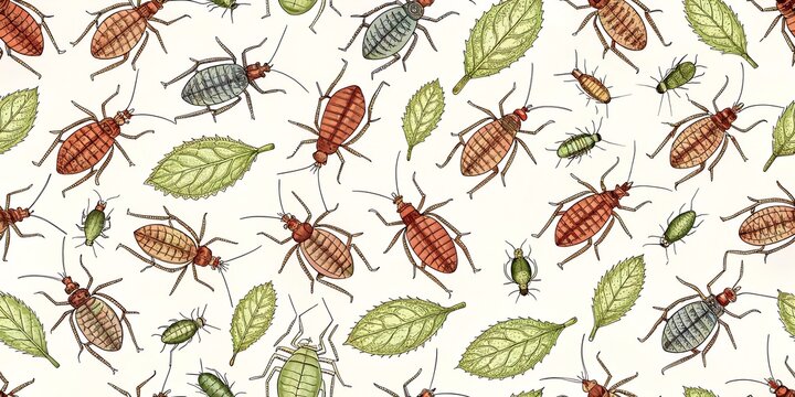 seamless pattern with bed bugs