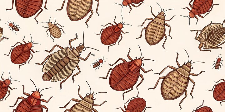 seamless pattern with bed bugs