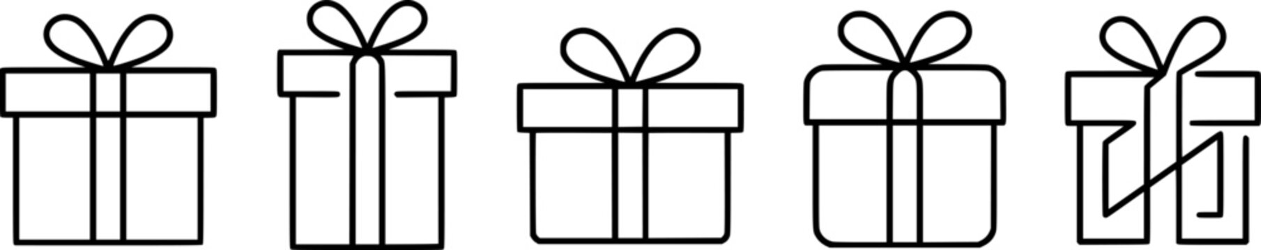 Gift box icon set. Present gift box tied, open, and sparkle for christmas, birthday, valentine, wedding event, party, celebration, and achievement success. Vector illustration