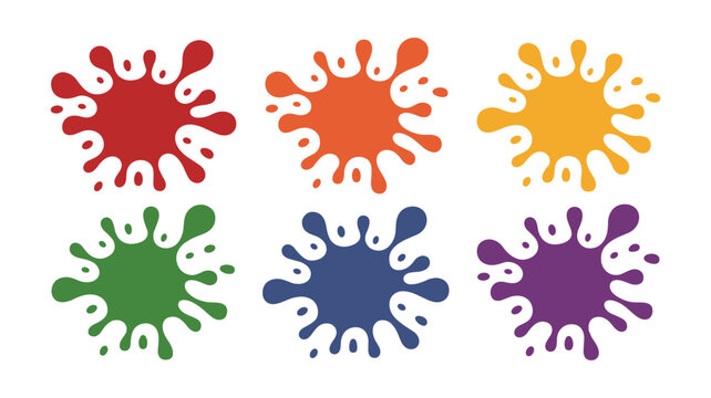 Slime splash collection with colorful jelly drips and liquid splats. Sticky halloween vector goo frame with melting textures and blob shapes. Vibrant slime effects for spooky cartoon designs.