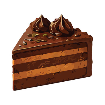 Delicious Chocolate Cake Slice Isolated on White Background with Rich Cocoa Frosting and Dark Chocolate Pieces Dessert Closeup Stock Photo