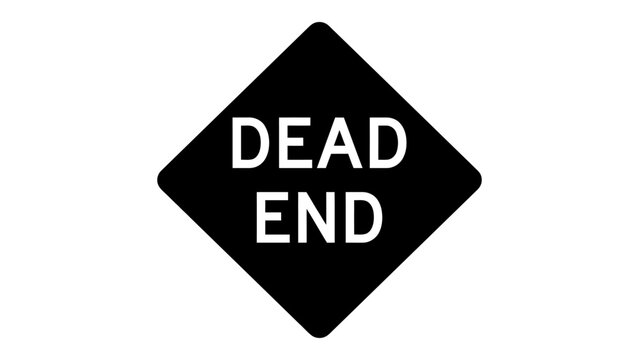 Road sign indicating a dead end or closed street ahead isolated on a white background for clear traffic navigation layout.