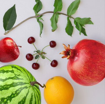 summer composition with fresh fruits