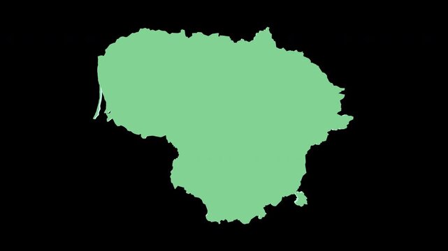 Lithuania green 3D map spin perfect 10 second loop black background