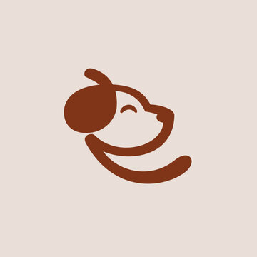 a squiggly cute and smiling dog face logo