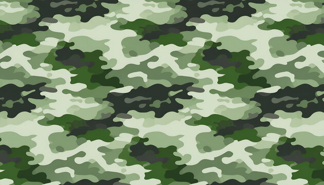 A seamless camouflage pattern featuring shades of green, gray, and black creates a textured and abstract design.