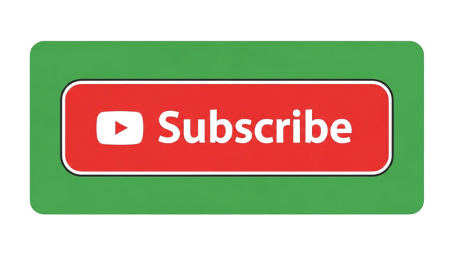 A red YouTube subscribe button on a green background