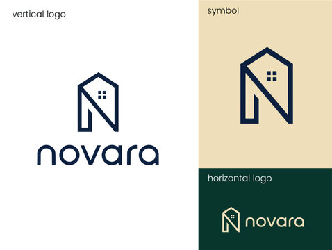 Real Estate Letter N Logo Minimal House Property Business Logo Design Geometric House Letter N