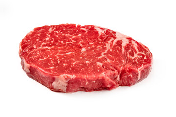 Obraz premium Raw ribeye steak isolated on white background