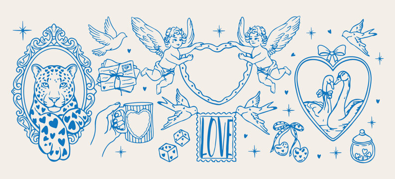 cupid love heart archers, romantic valentine angel art, sweet valentine day doodle, cute cherub love sketch, heavenly angel heart graphic, playful romance theme art, artistic valentine cherub motif, a