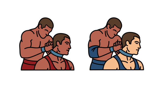 Wrestling Headlock Hold Illustration