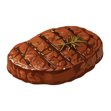Grilled Beef Steak Vector Illustration Isolated on Transparent Background