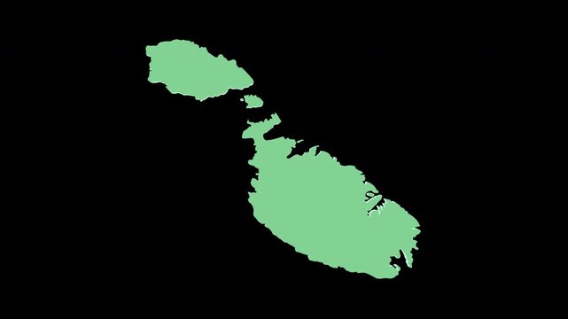 Malta green 3D map spin perfect 10 second loop black background