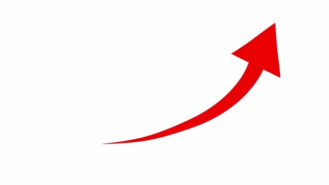  red arrow business graph icon animation 4k in transparent background