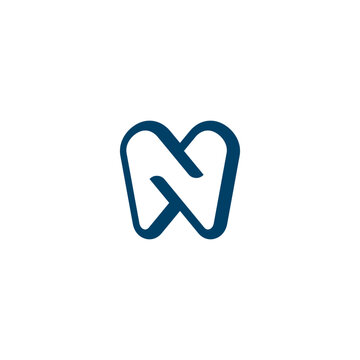 Modern monogram logo featuring the letter N creatively shaped as a tooth with smooth rounded lines. The clean minimalist vector design symbolizes dental care, oral health, trust, and professionalism