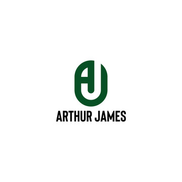 Modern monogram logo featuring stylized AJ initials enclosed in a rounded geometric shape. The minimalist vector design conveys professionalism, strength, and sophistication