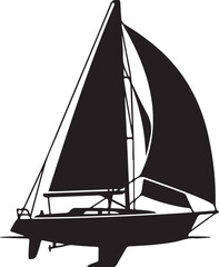 Sailing yacht, sailboat silhouette, black vector icon, nautical symbol © Graphic Boss