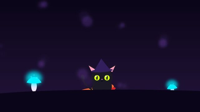Animated pixel art character jumping in a dark mystical forest environment.