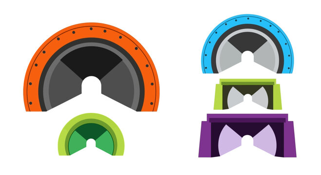 Abstract Geometric Semicircle Shapes Collection