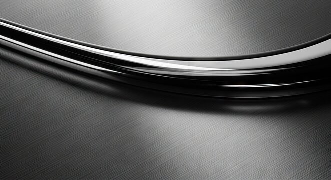 Sleek chrome pipe on dark brushed metallic surface.