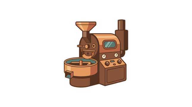 Coffee Roaster Machine Illustration - Professional Coffee Bean Processing Equipment
