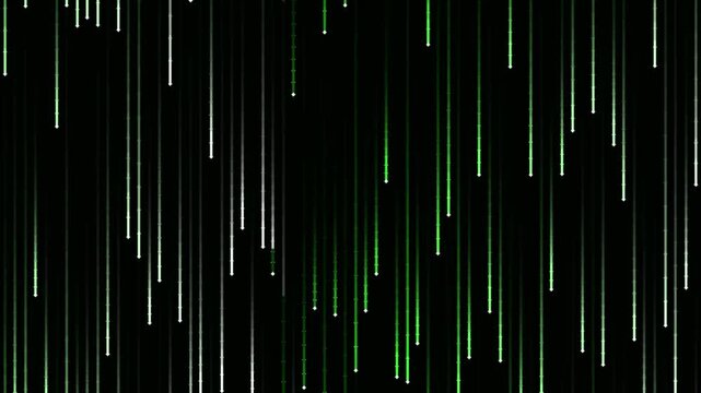Digital matrix rain background with green and blue falling light streaks