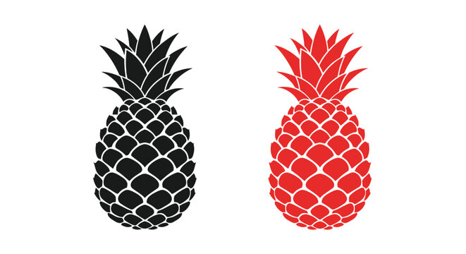 Minimalist pineapple silhouettes in black and red colors