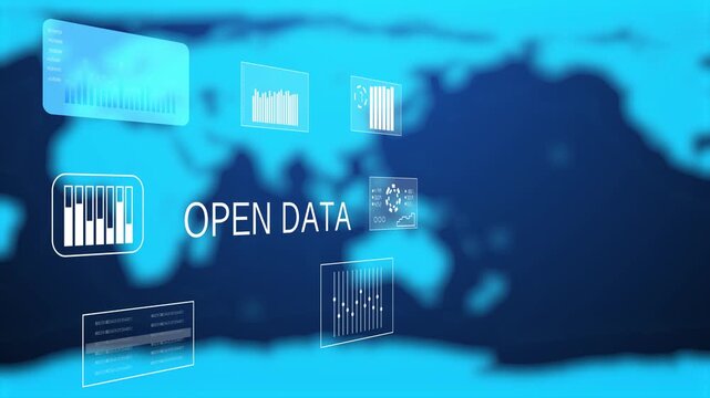 The concept of open data for public information and government transparency. A dashboard for accessing and sharing free open data for collaboration.