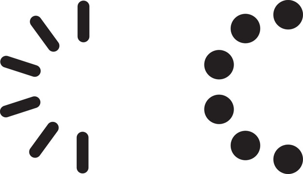 Loading bar icons, progress bar loading signs, collection loading status bar in different design. Black and grey circular loading spinner icon isolated on
