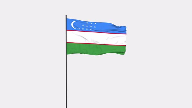 Uzbekistan Flag Animation 4K Transparent Background with Alpha Channel
