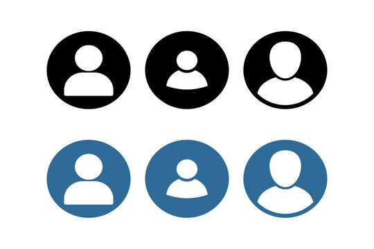 Minimalist user profile and default avatar circle icon set